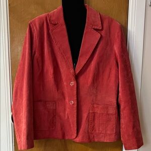 Covington Women's Suede Blazer Coral 2 Button Notch Collar